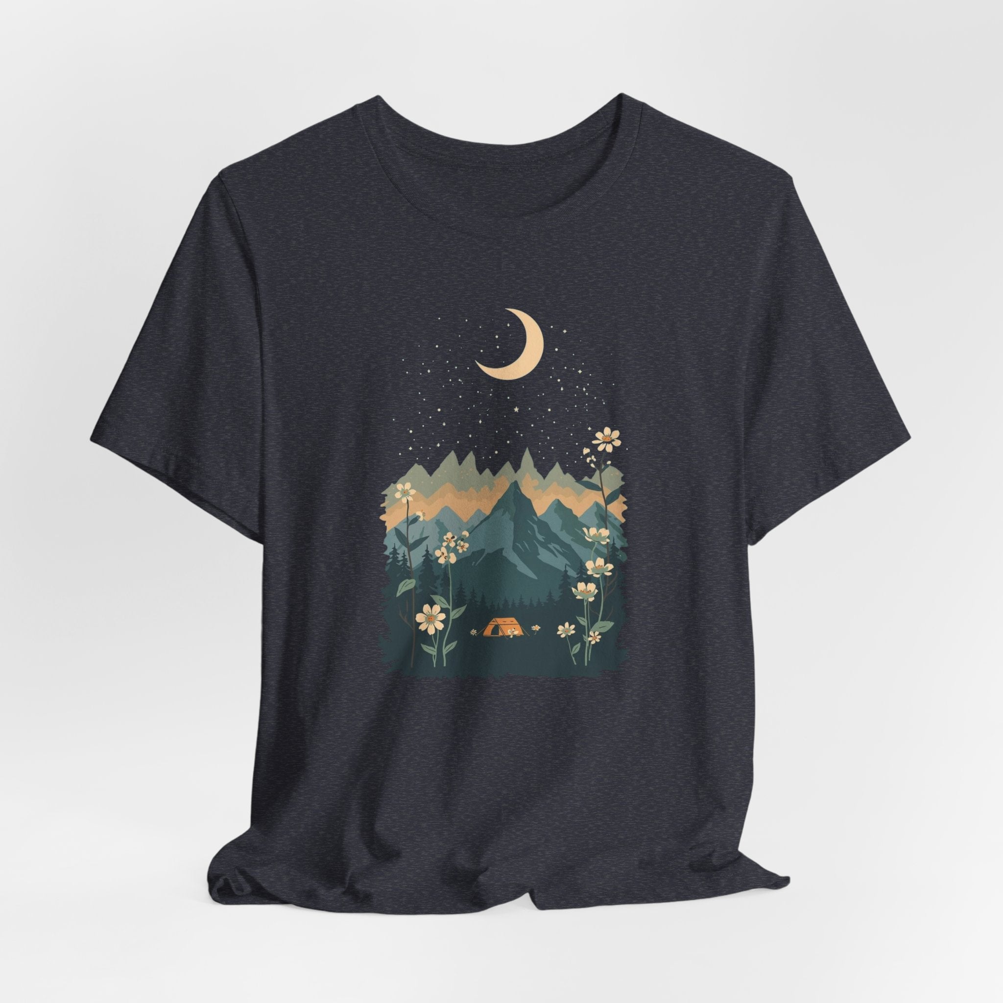 Moonlit Mountain Camping Graphic T-Shirt