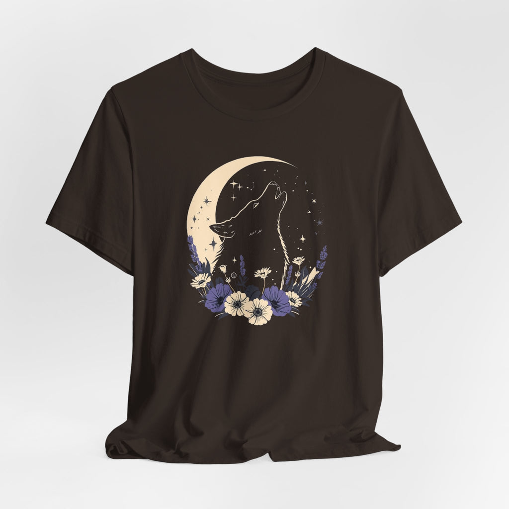Moonlit Wolf Wildflower Graphic T-Shirt