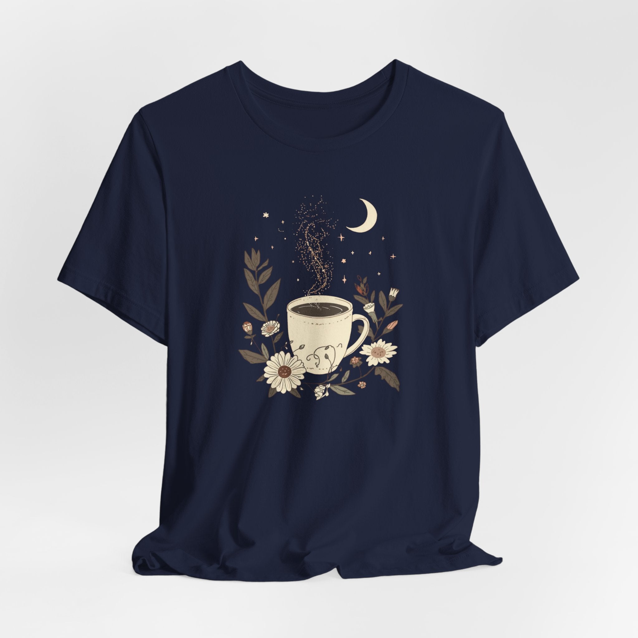 Moonlit Coffee & Wildflower Graphic T-Shirt