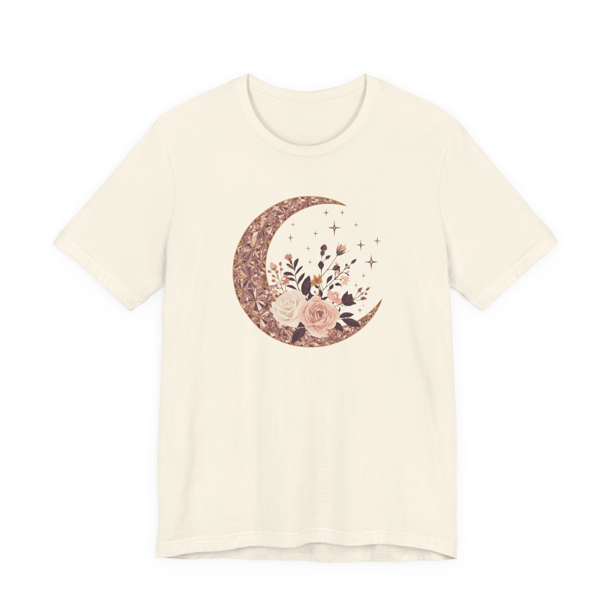 Rose Gold Celestial Moon Floral Graphic T-Shirt