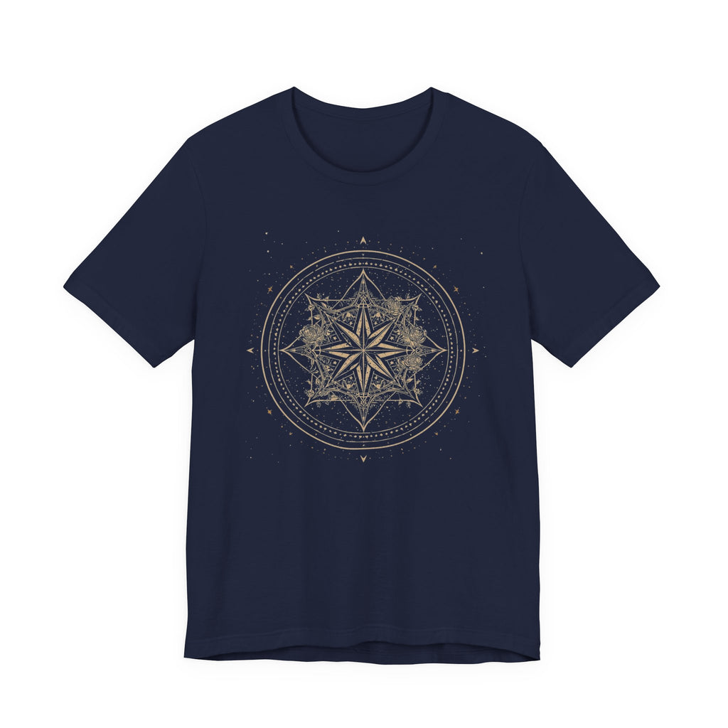 Celestial Compass Rose Floral Mandala Graphic T-Shirt