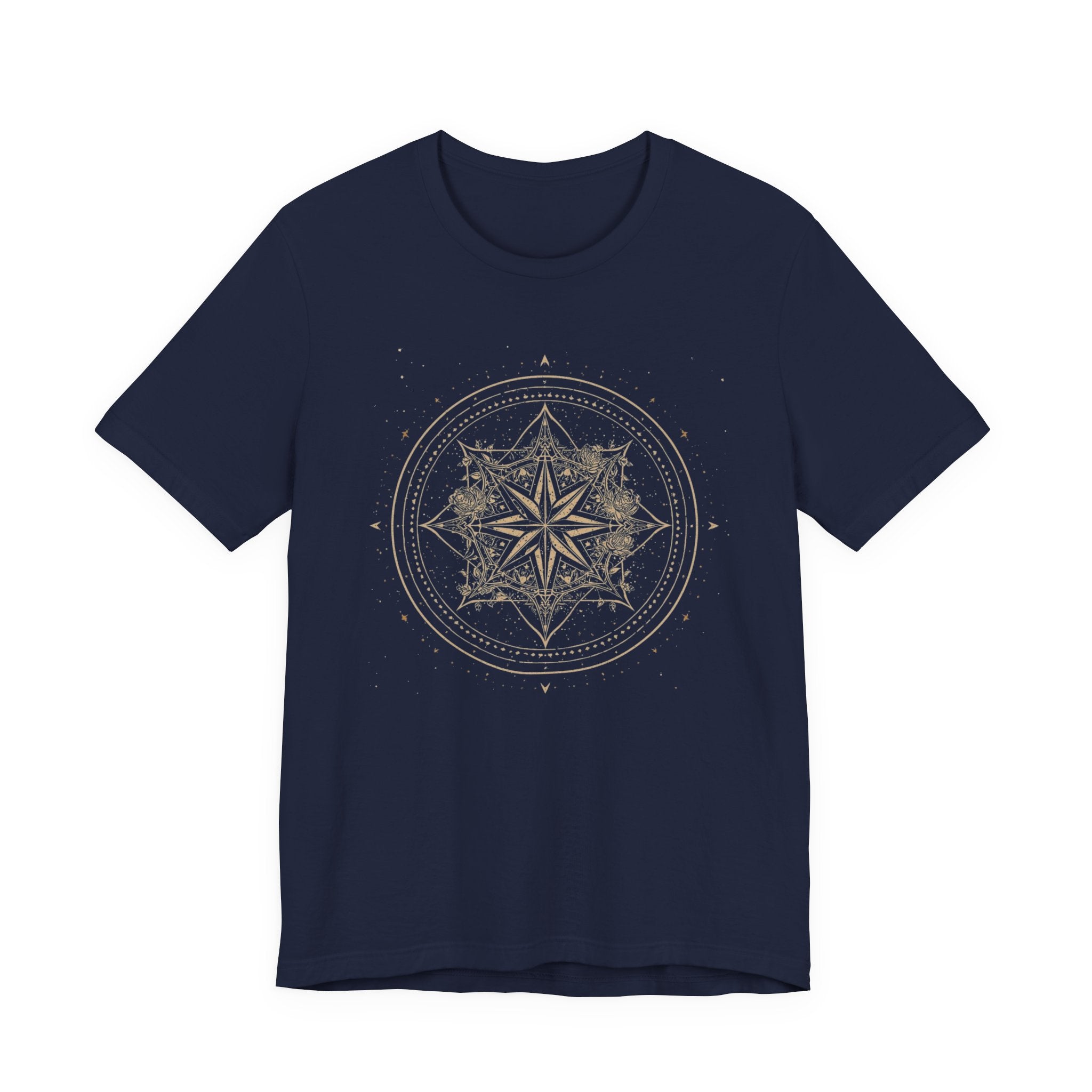 Celestial Compass Rose Floral Mandala Graphic T-Shirt