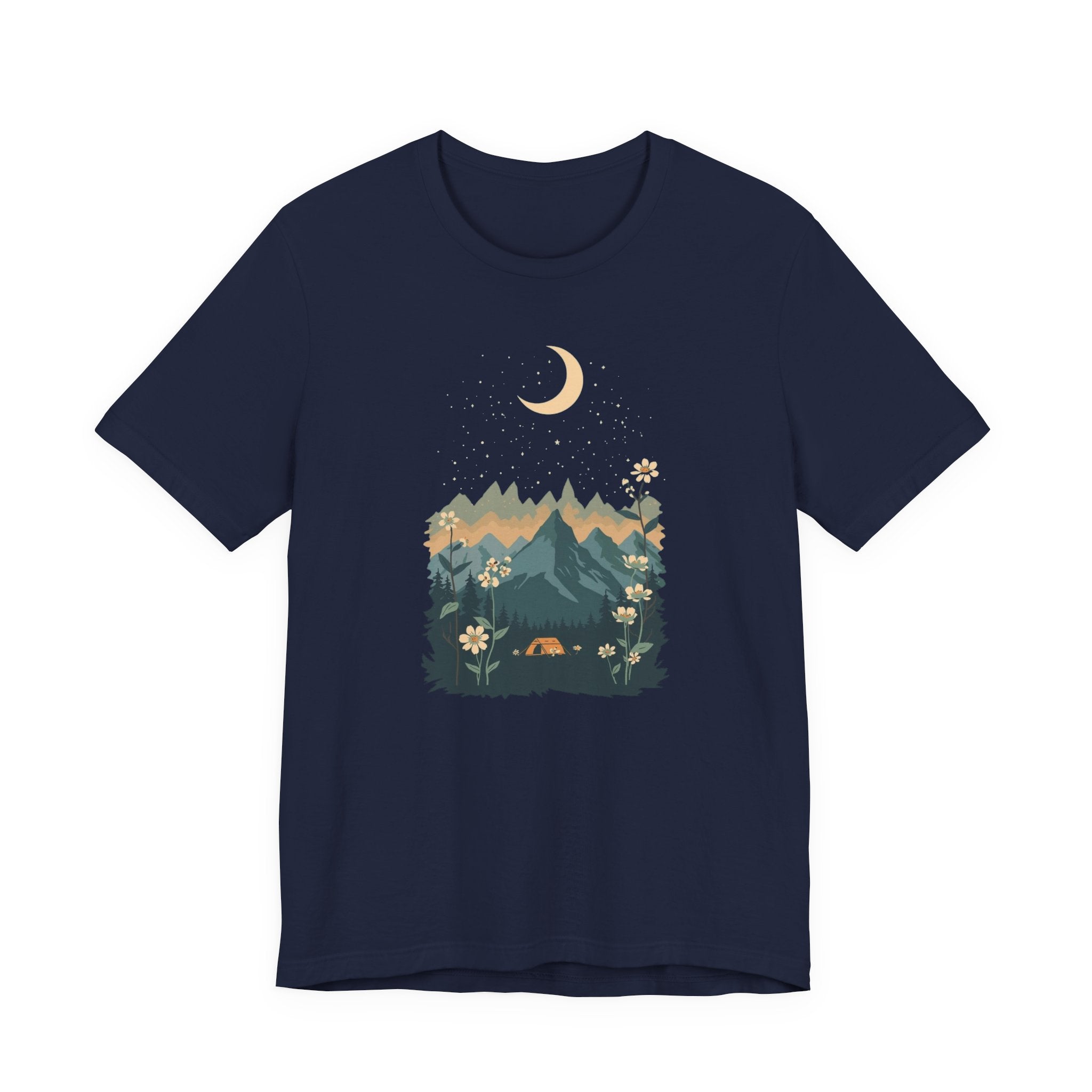 Moonlit Mountain Camping Graphic T-Shirt