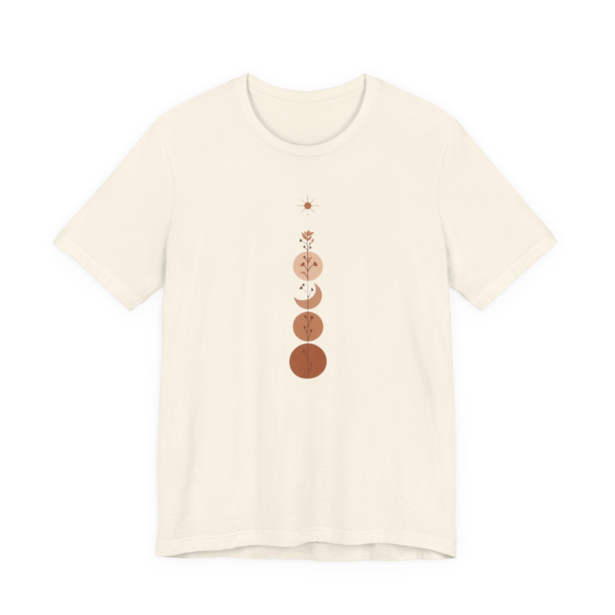 Warm Scandinavian Crescent Moon and Flowers T-Shirt