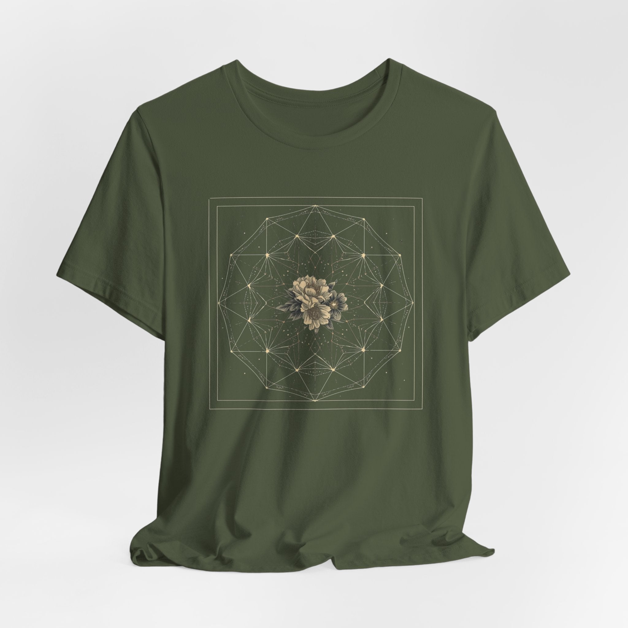 Sacred Geometry Floral Mandala Celestial Graphic T-Shirt