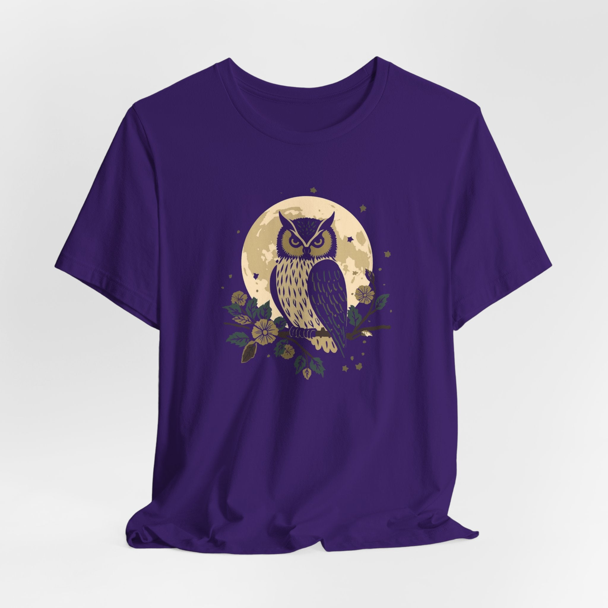 Moonlit Owl Botanical Graphic T-Shirt