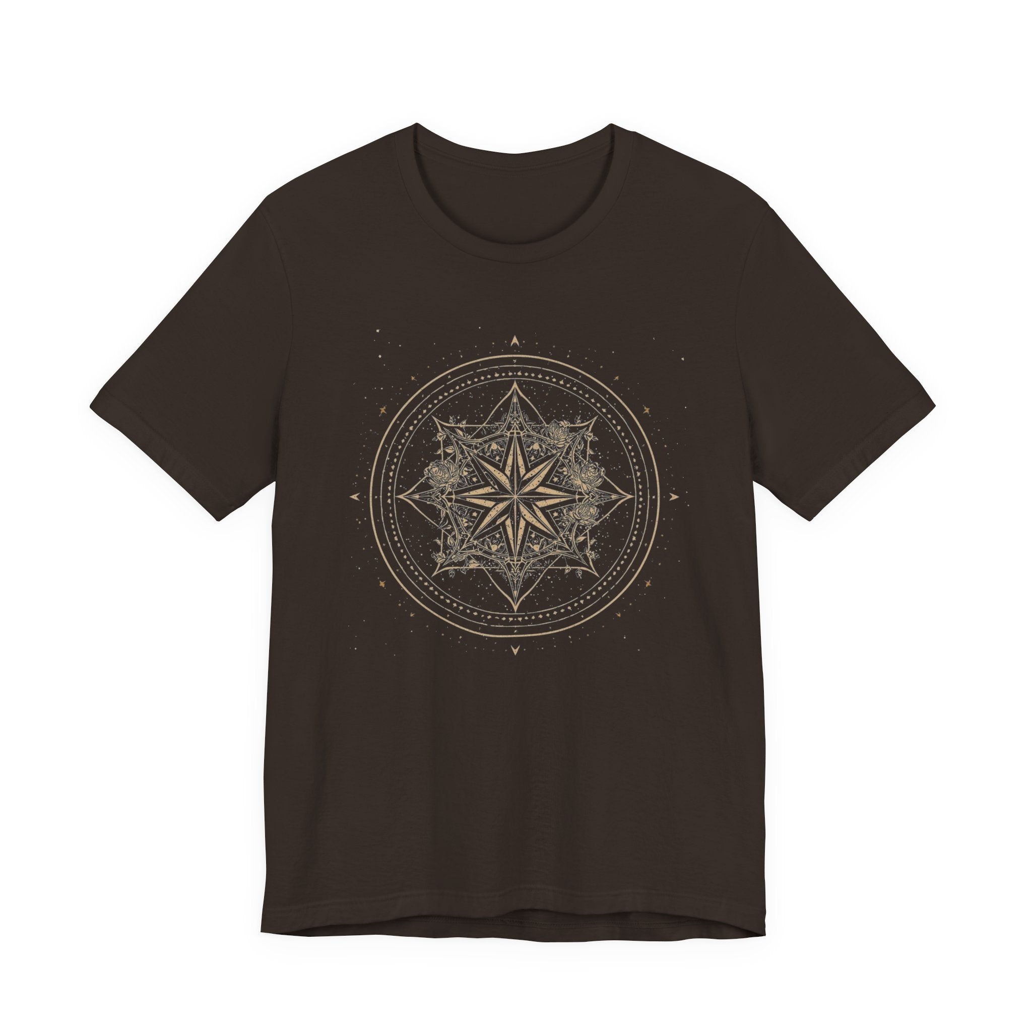Celestial Compass Rose Floral Mandala Graphic T-Shirt