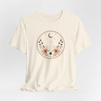Minimal Celestial Floral Moon Graphic Tee