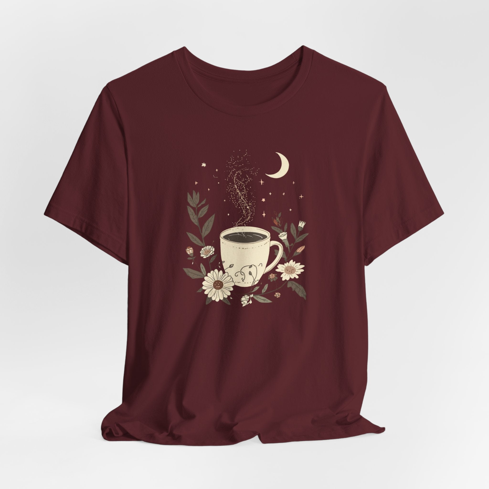 Moonlit Coffee & Wildflower Graphic T-Shirt