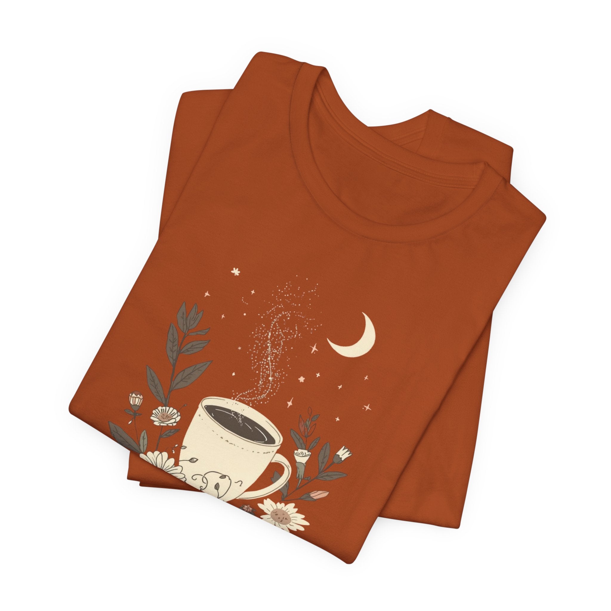 Moonlit Coffee & Wildflower Graphic T-Shirt