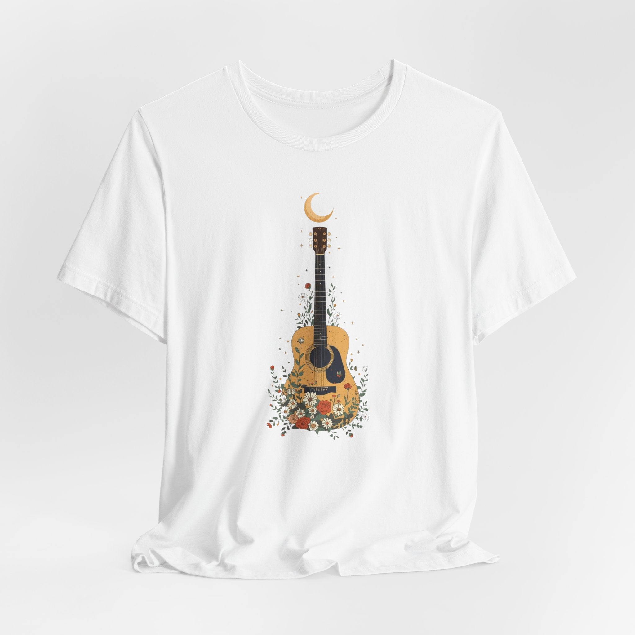 Celestial Floral Guitar Graphic T-Shirt