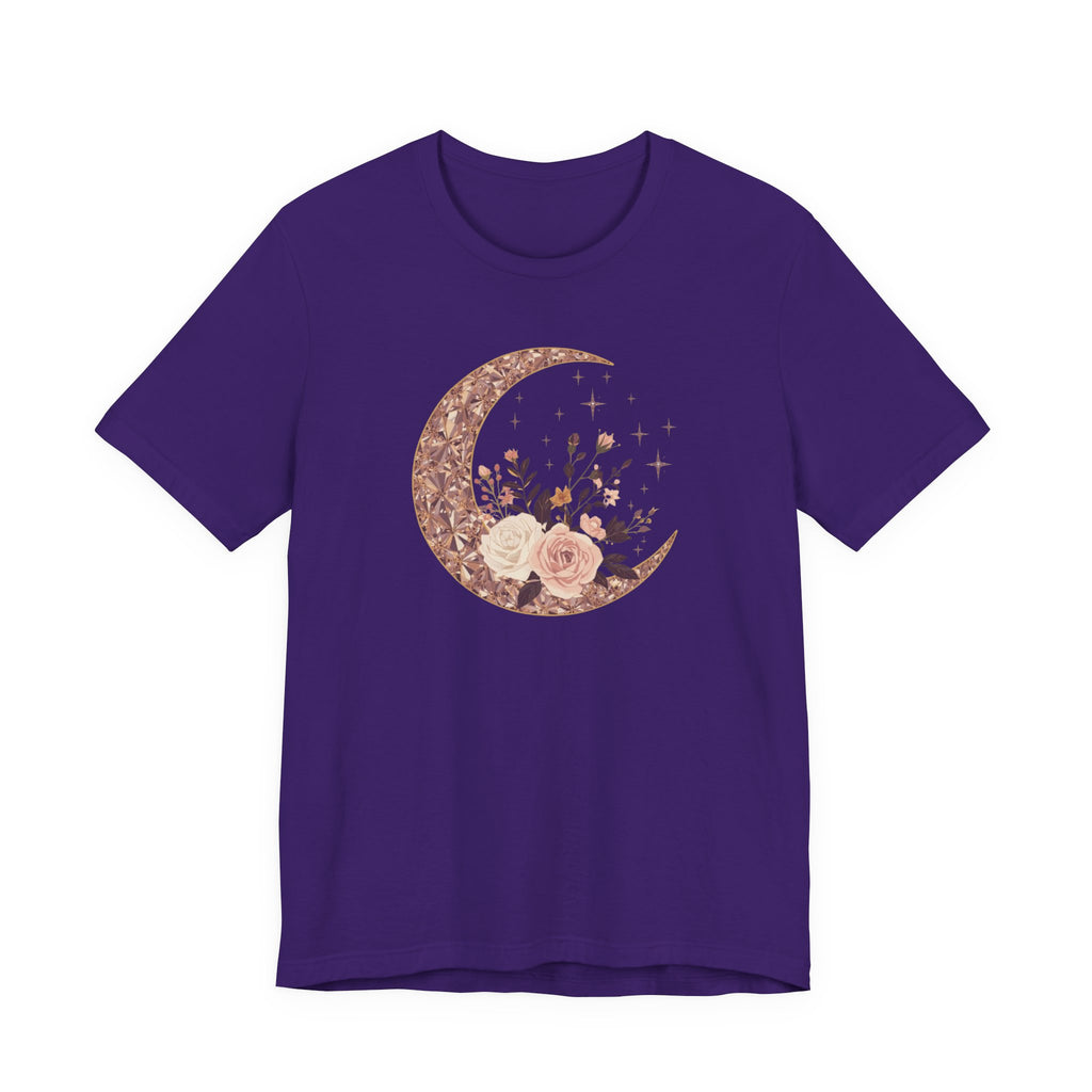 Rose Gold Celestial Moon Floral Graphic T-Shirt