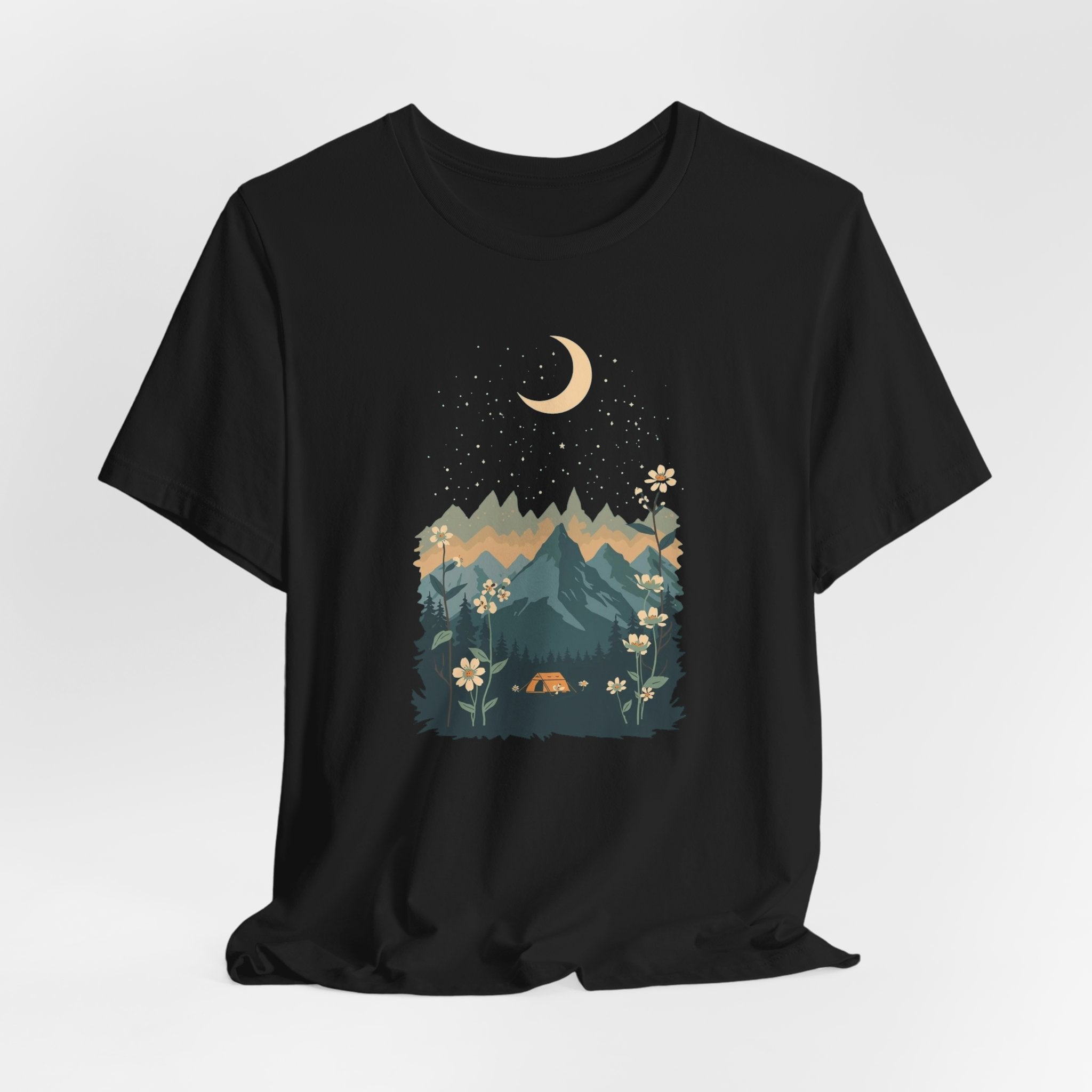 Moonlit Mountain Camping Graphic T-Shirt