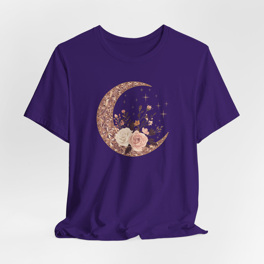 Rose Gold Celestial Moon Floral Graphic T-Shirt