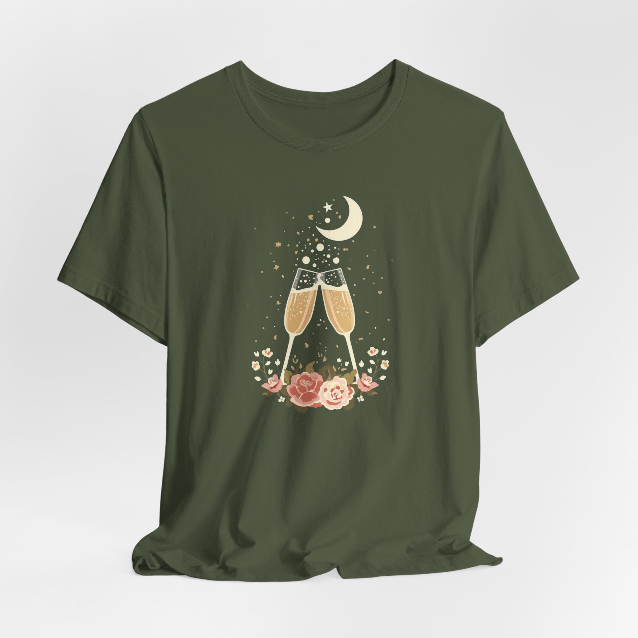 Celestial Champagne & Blush Florals Graphic T-Shirt