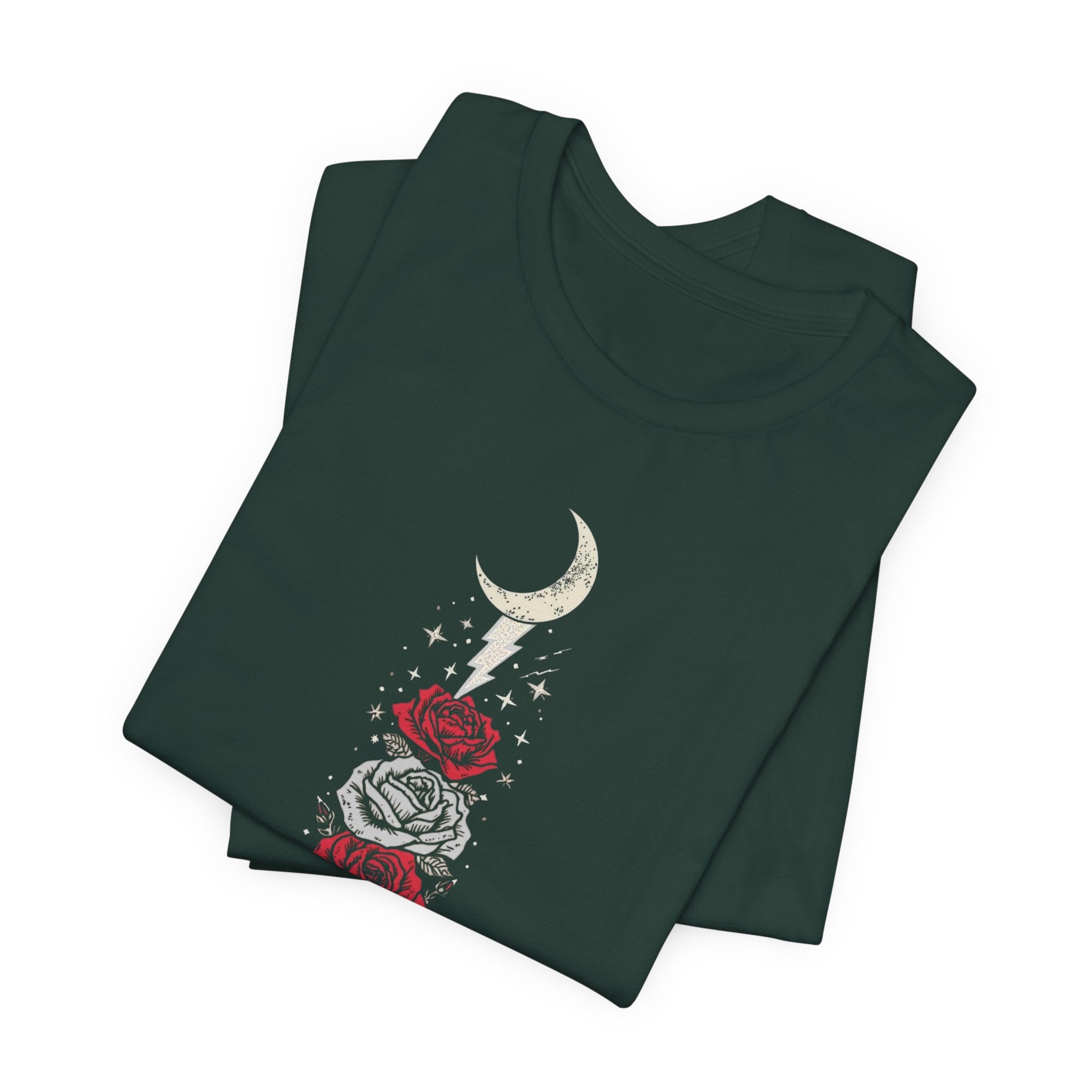 Moon & Lightning Rose Graphic T-Shirt