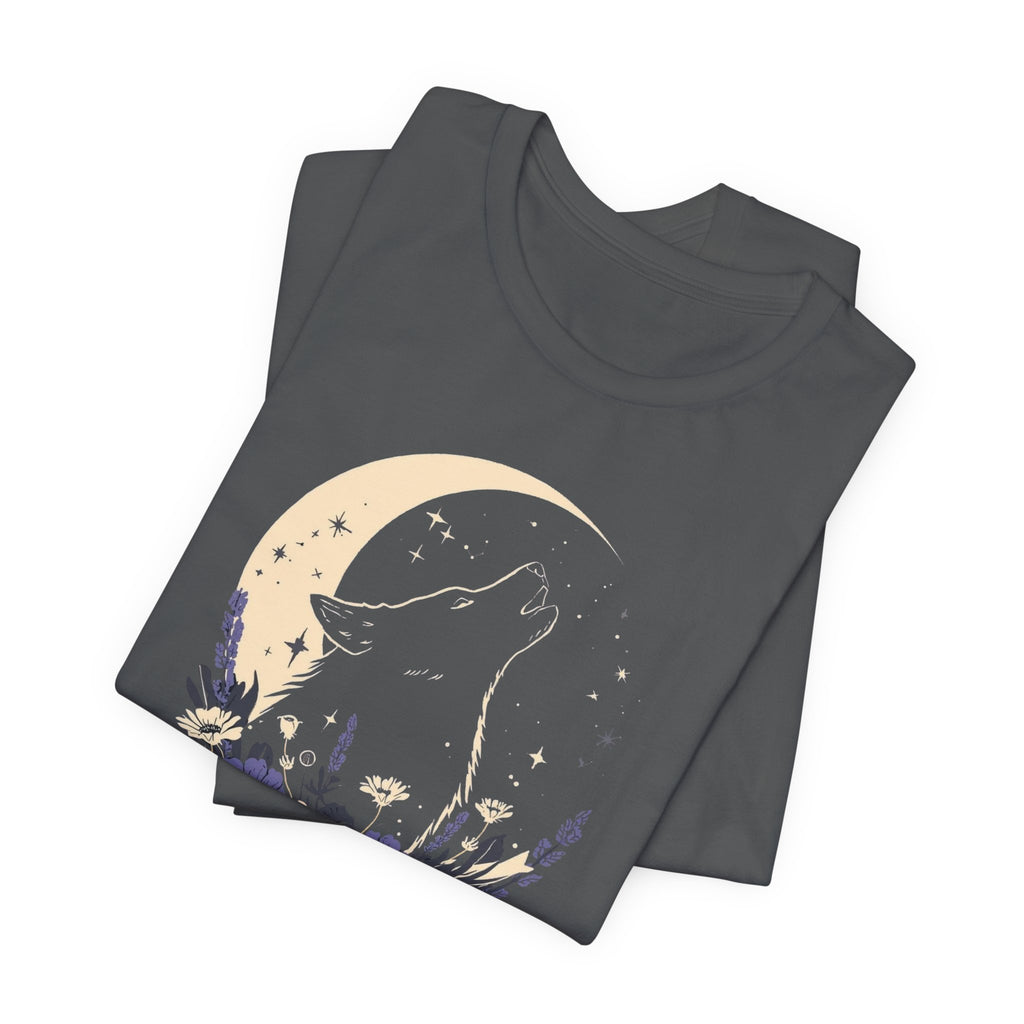 Moonlit Wolf Wildflower Graphic T-Shirt