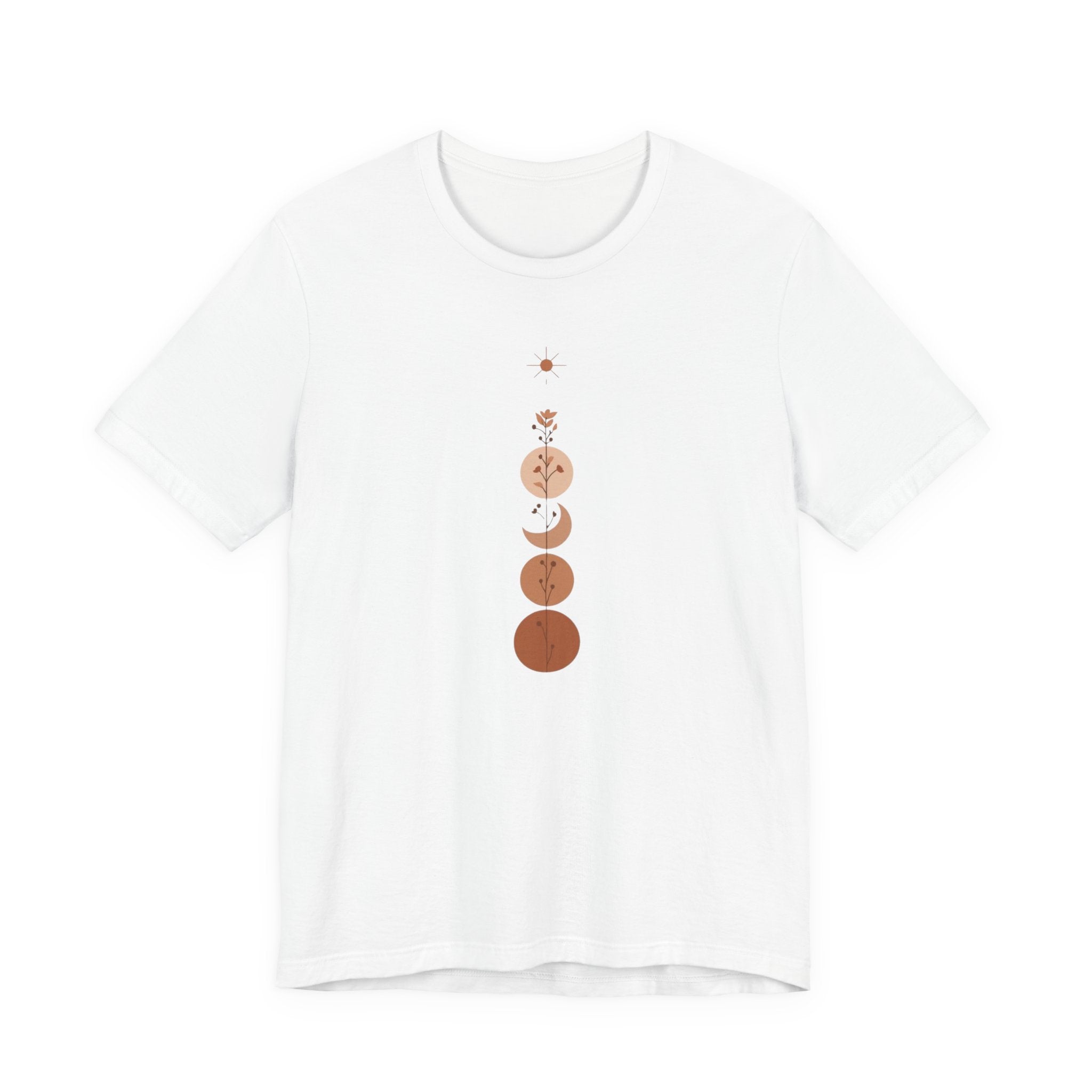 Warm Scandinavian Crescent Moon and Flowers T-Shirt