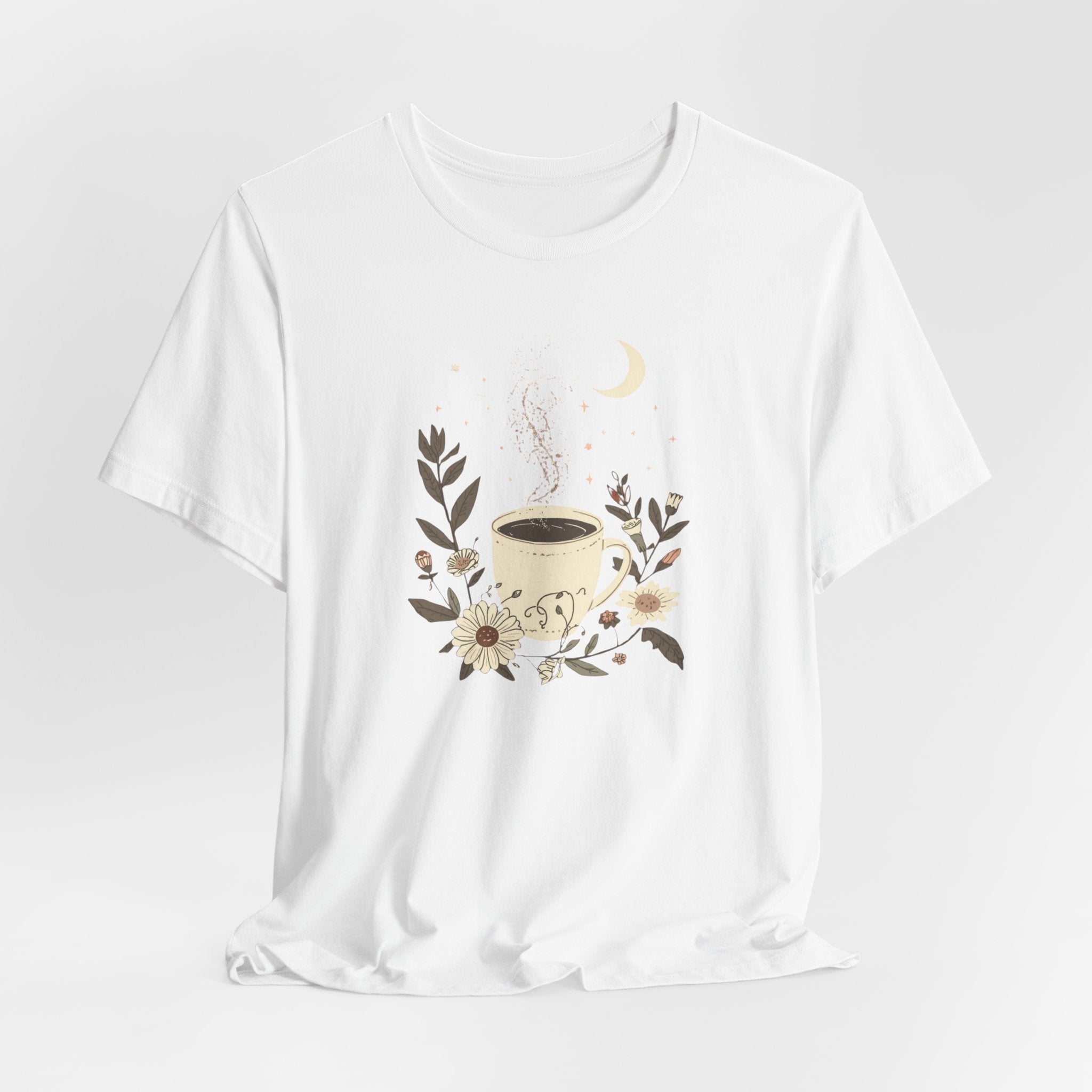 Moonlit Coffee & Wildflower Graphic T-Shirt