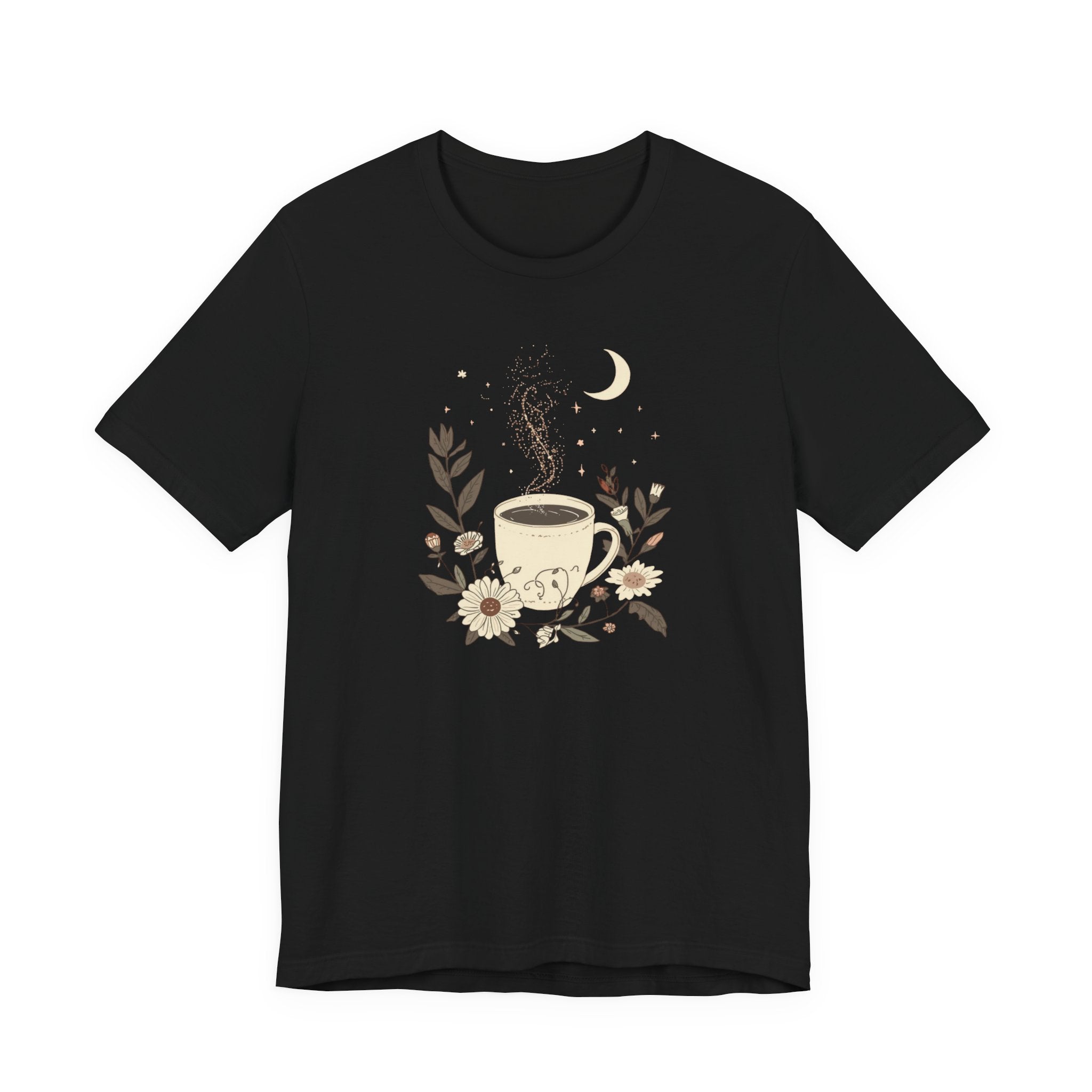 Moonlit Coffee & Wildflower Graphic T-Shirt
