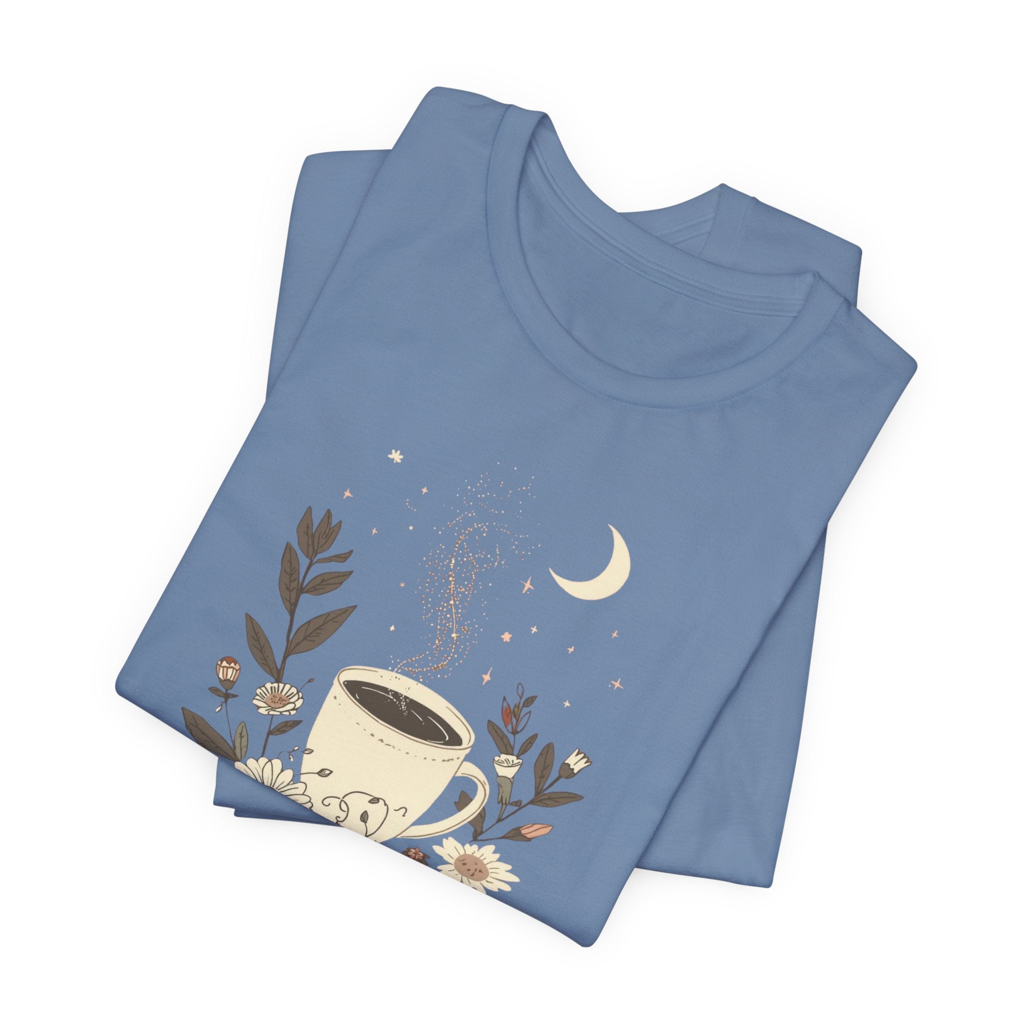 Moonlit Coffee & Wildflower Graphic T-Shirt