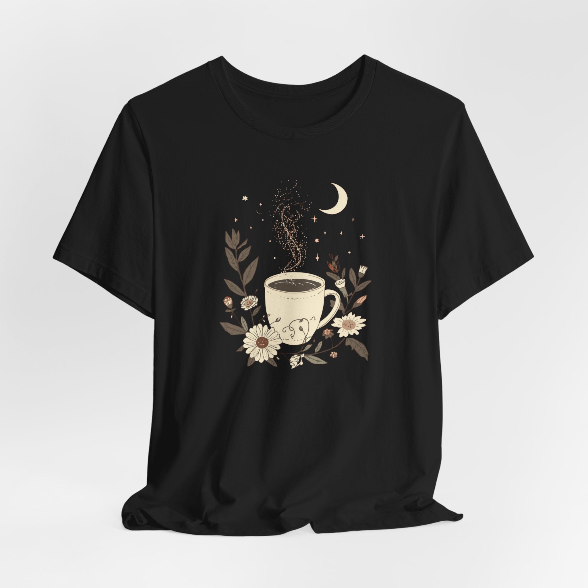 Moonlit Coffee & Wildflower Graphic T-Shirt