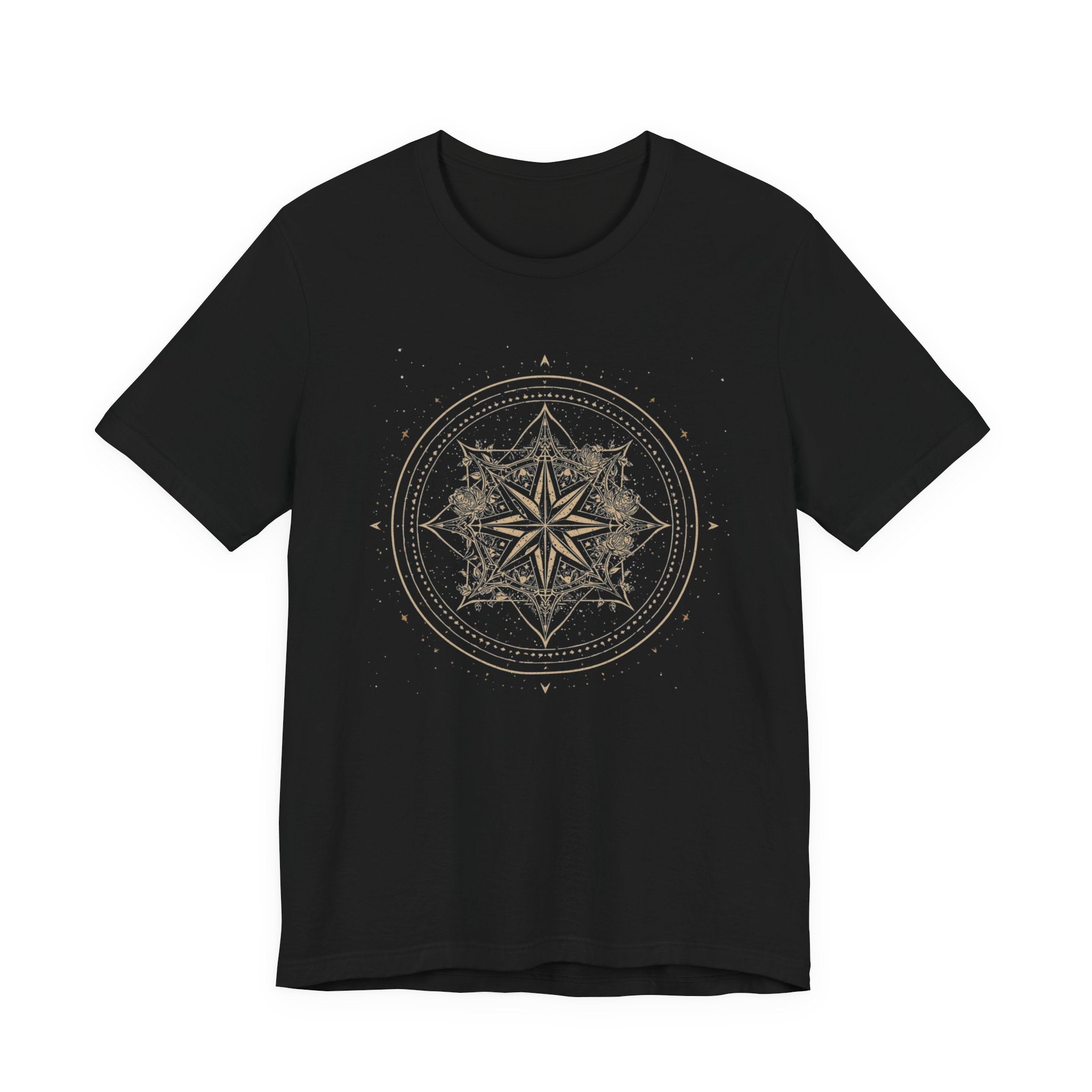 Celestial Compass Rose Floral Mandala Graphic T-Shirt
