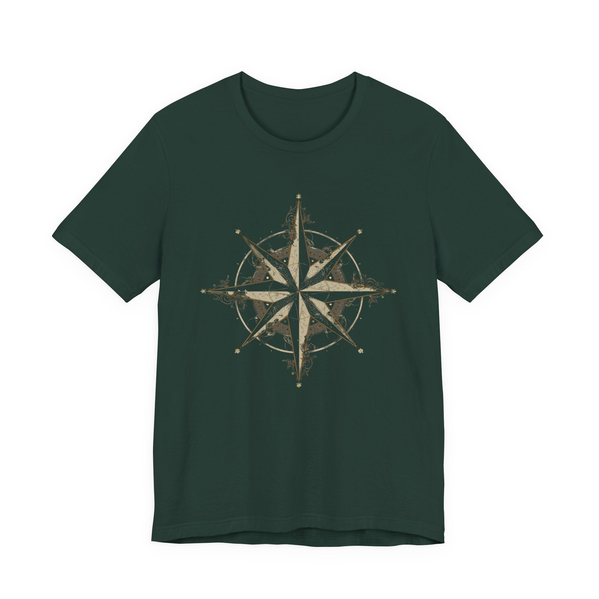 Ornate Celestial Compass Star Graphic T-Shirt