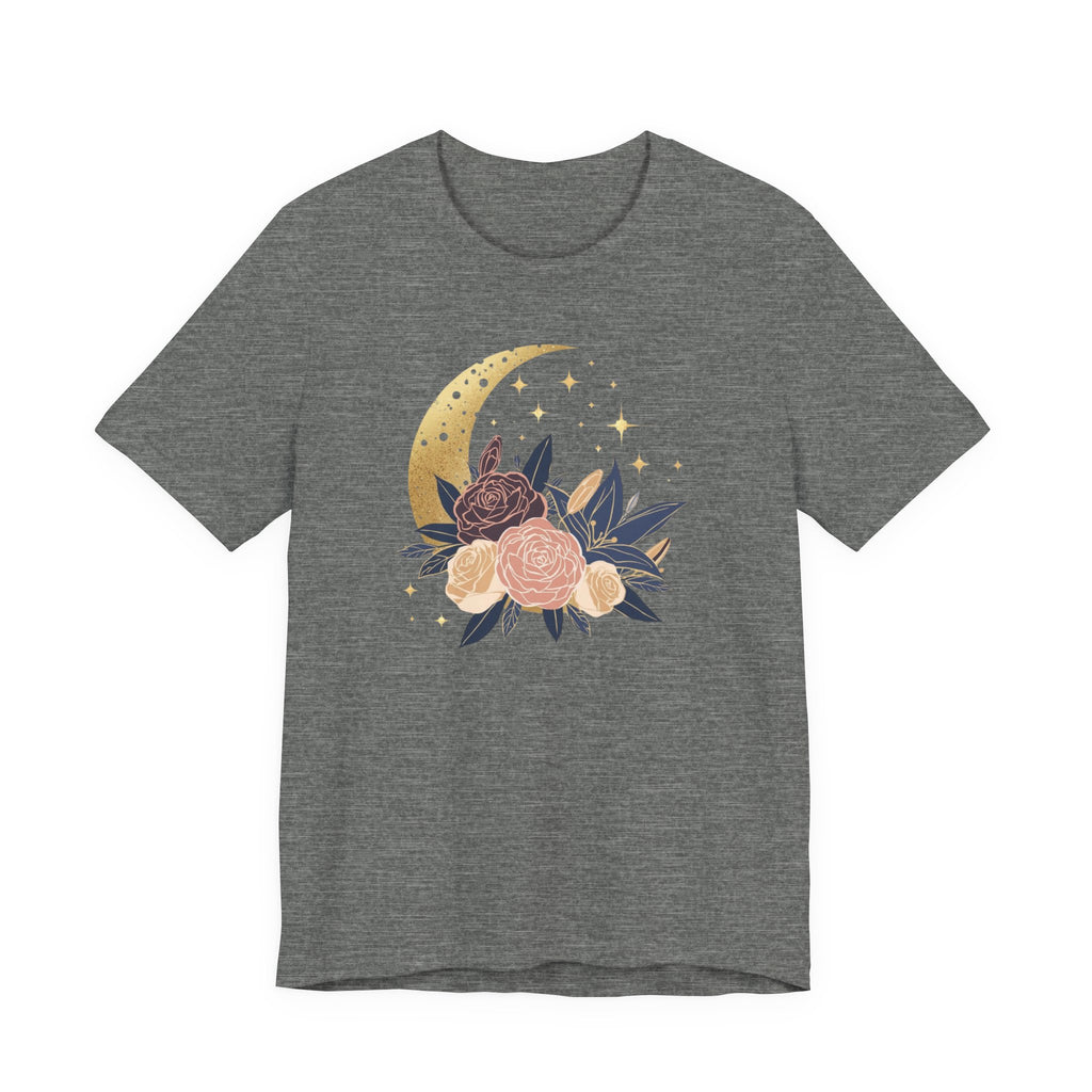 Golden Moon & Roses Celestial Graphic T-Shirt