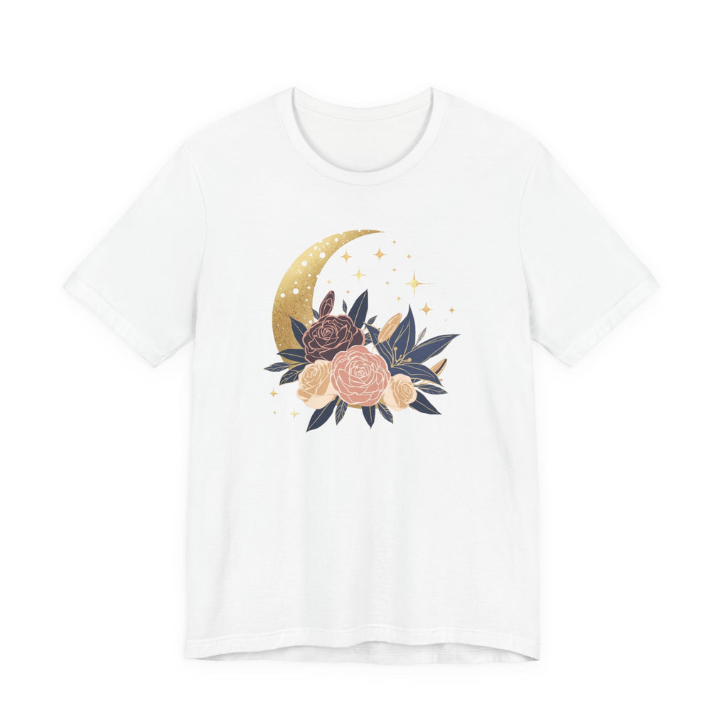 Golden Moon & Roses Celestial Graphic T-Shirt