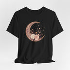 Rose Gold Celestial Moon Floral Graphic T-Shirt