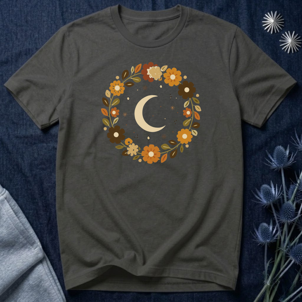 Retro Celestial Floral Wreath T-Shirt