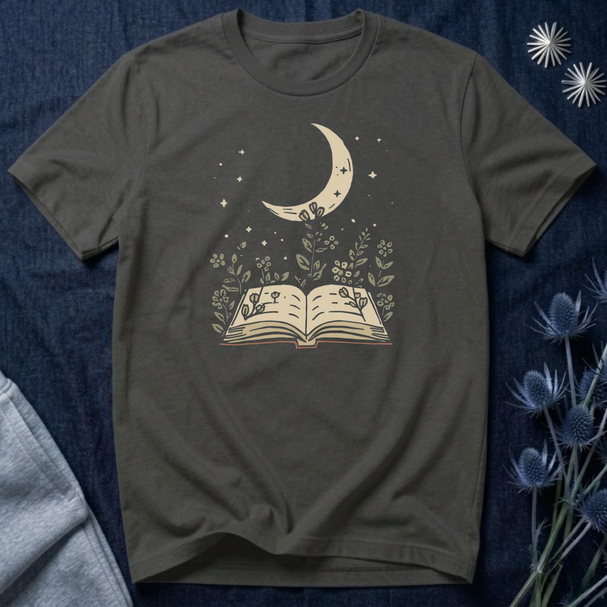 Moonlit Reading Garden Graphic T-Shirt