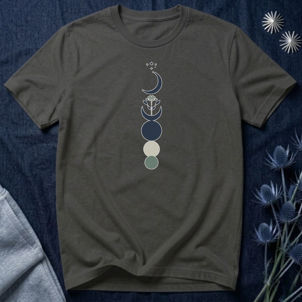 Blue Scandinavian Crescent Moon T-Shirt
