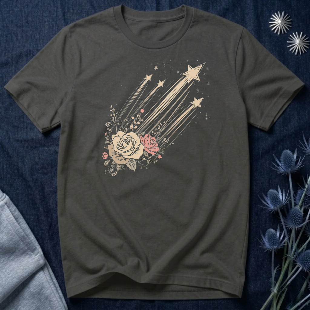 Shooting Stars & Roses Celestial Graphic T-Shirt