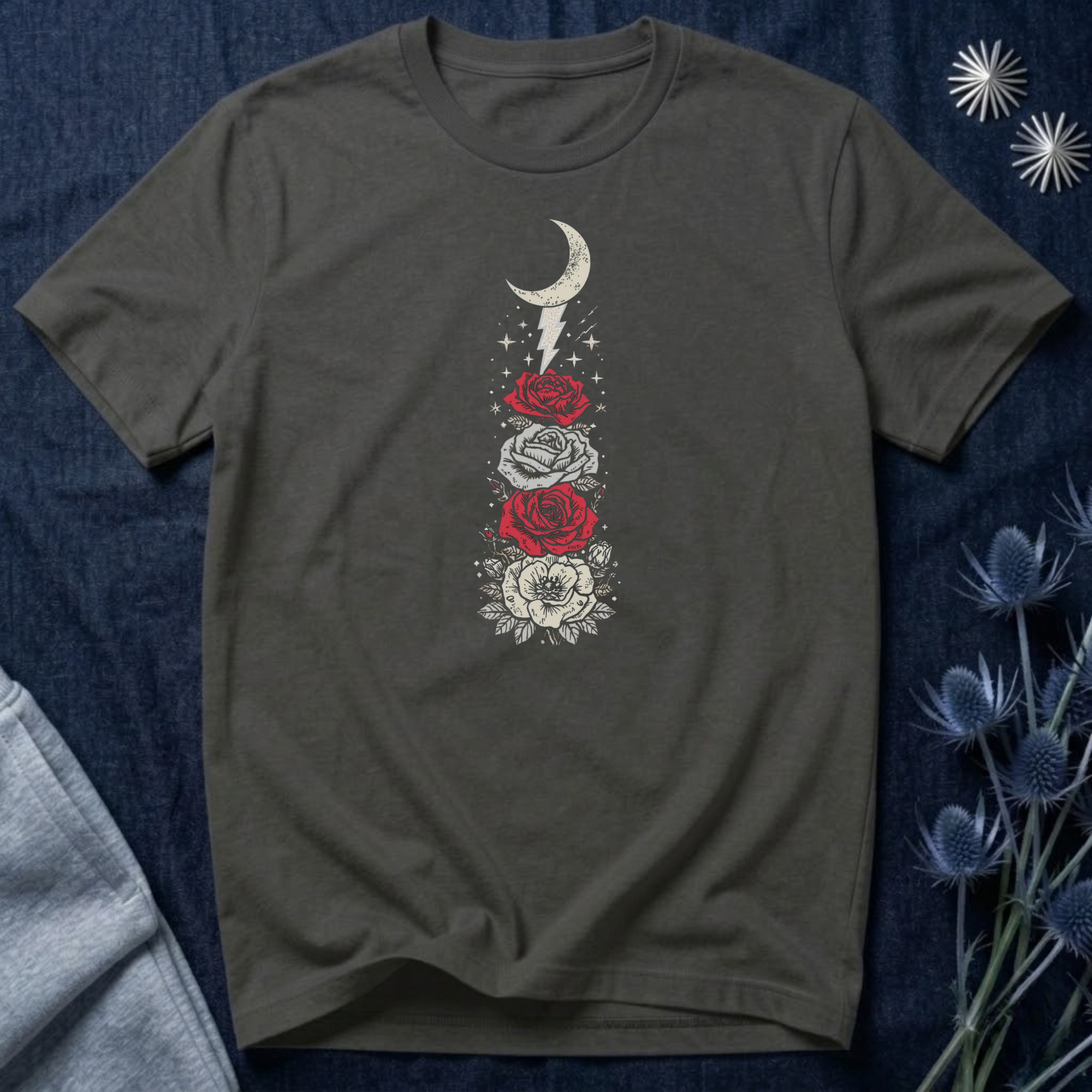 Moon & Lightning Rose Graphic Tee