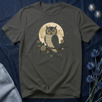 Moonlit Owl Botanical Graphic T-Shirt