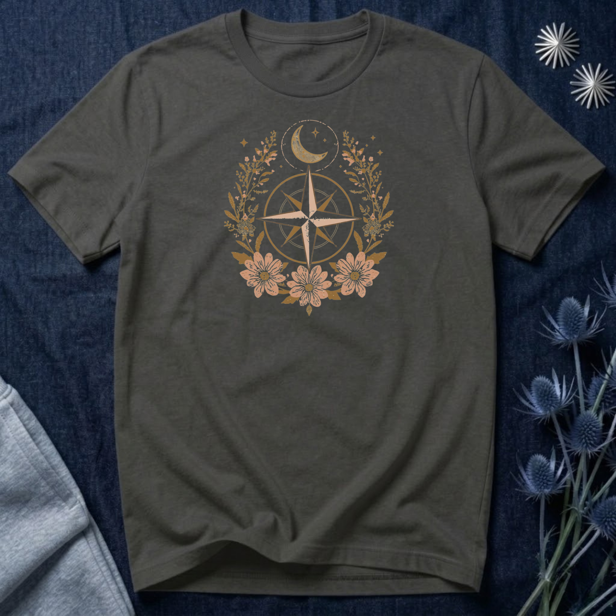 Celestial Compass Floral Graphic T-Shirt