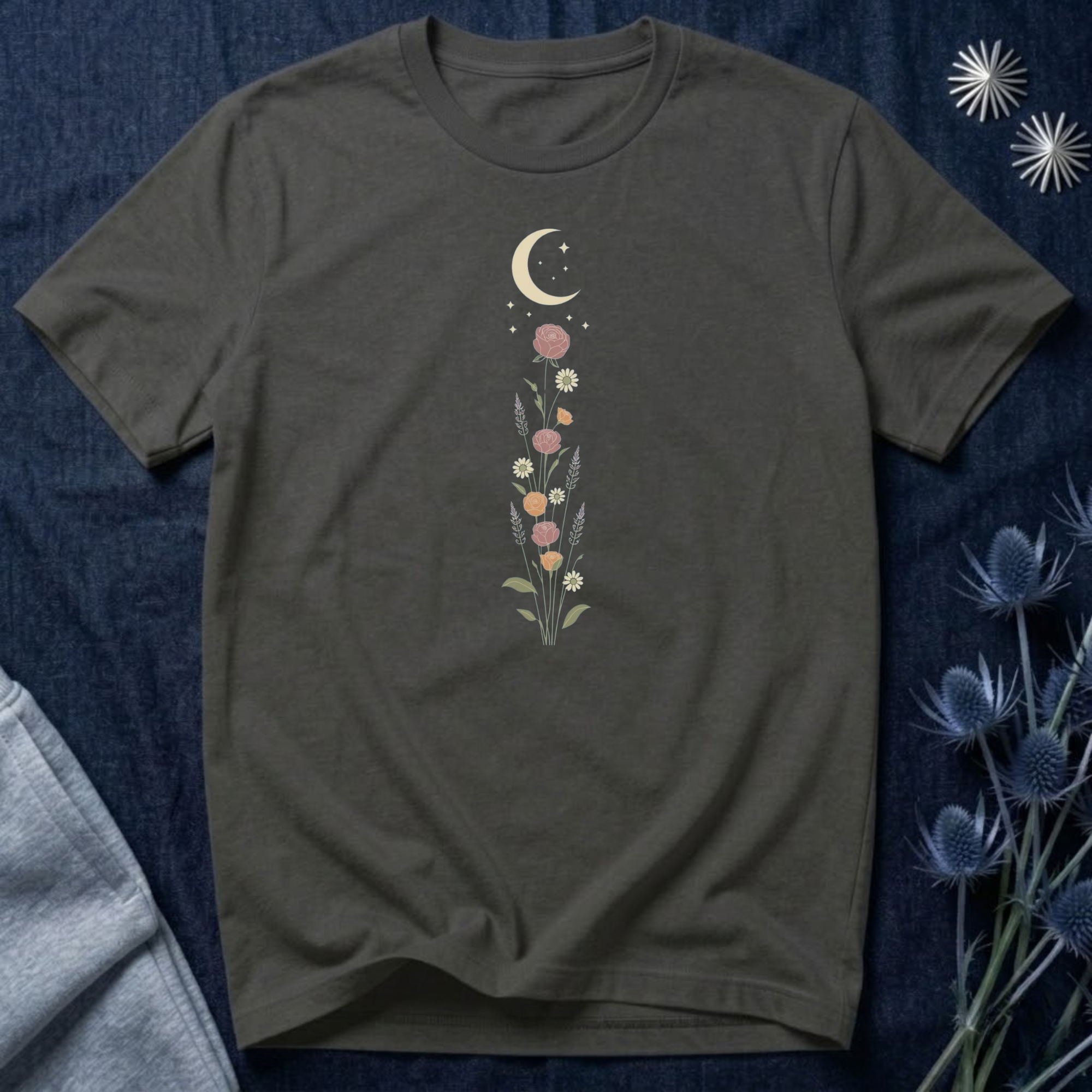 Wildflowers and Crescent Moon T-Shirt