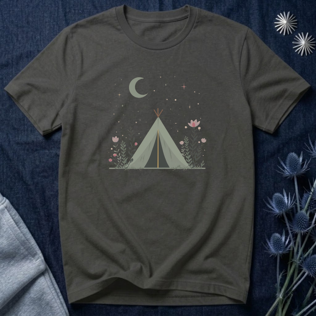 Moonlit Camping Tent Graphic T-Shirt