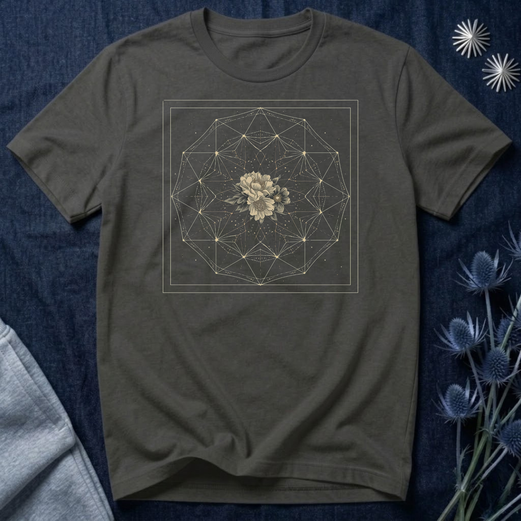 Sacred Geometry Floral Mandala Celestial Graphic T-Shirt