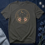 Minimal Celestial Floral Moon Graphic Tee