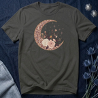 Rose Gold Celestial Moon Floral Graphic T-Shirt