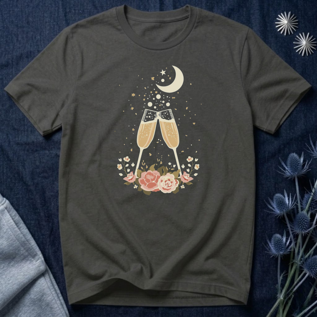Celestial Champagne & Blush Florals Graphic T-Shirt