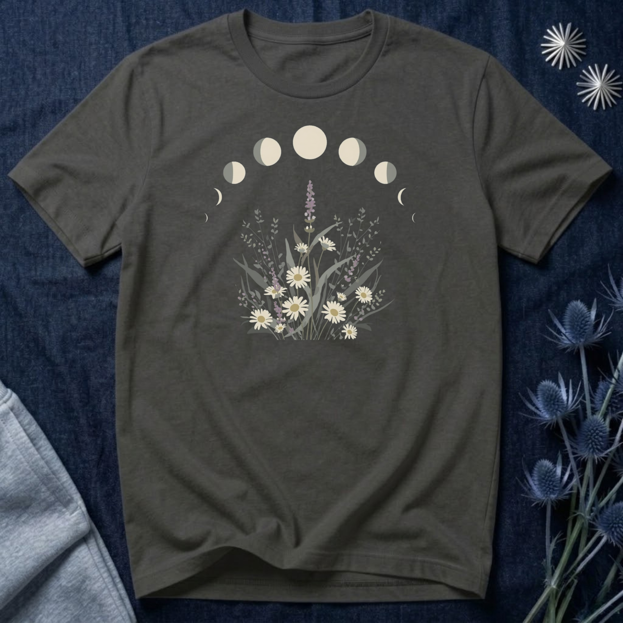 Lavender and Daisy Moon Phases T-Shirt