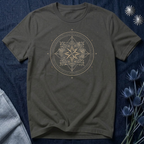 Celestial Compass Rose Floral Mandala Graphic T-Shirt