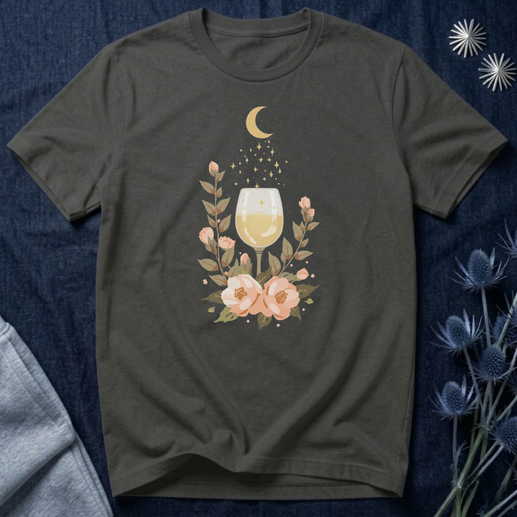 Celestial White Wine & Blush Florals Graphic Tee