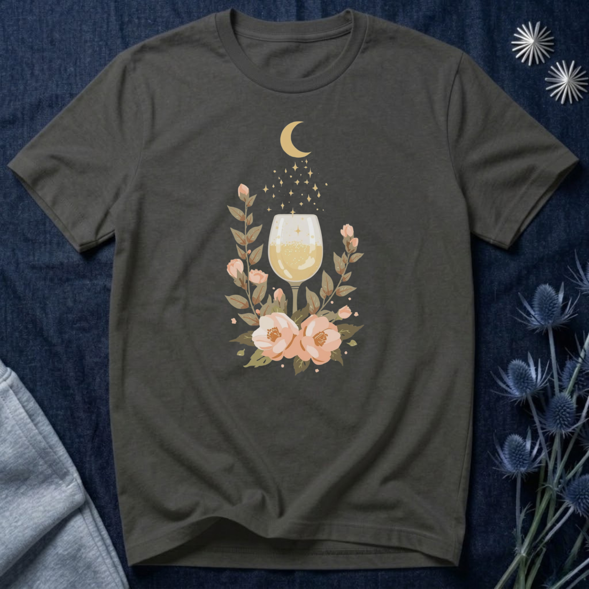 Celestial White Wine & Blush Florals Graphic Tee