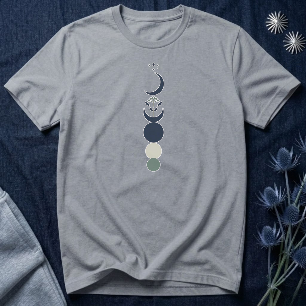 Blue Scandinavian Crescent Moon T-Shirt
