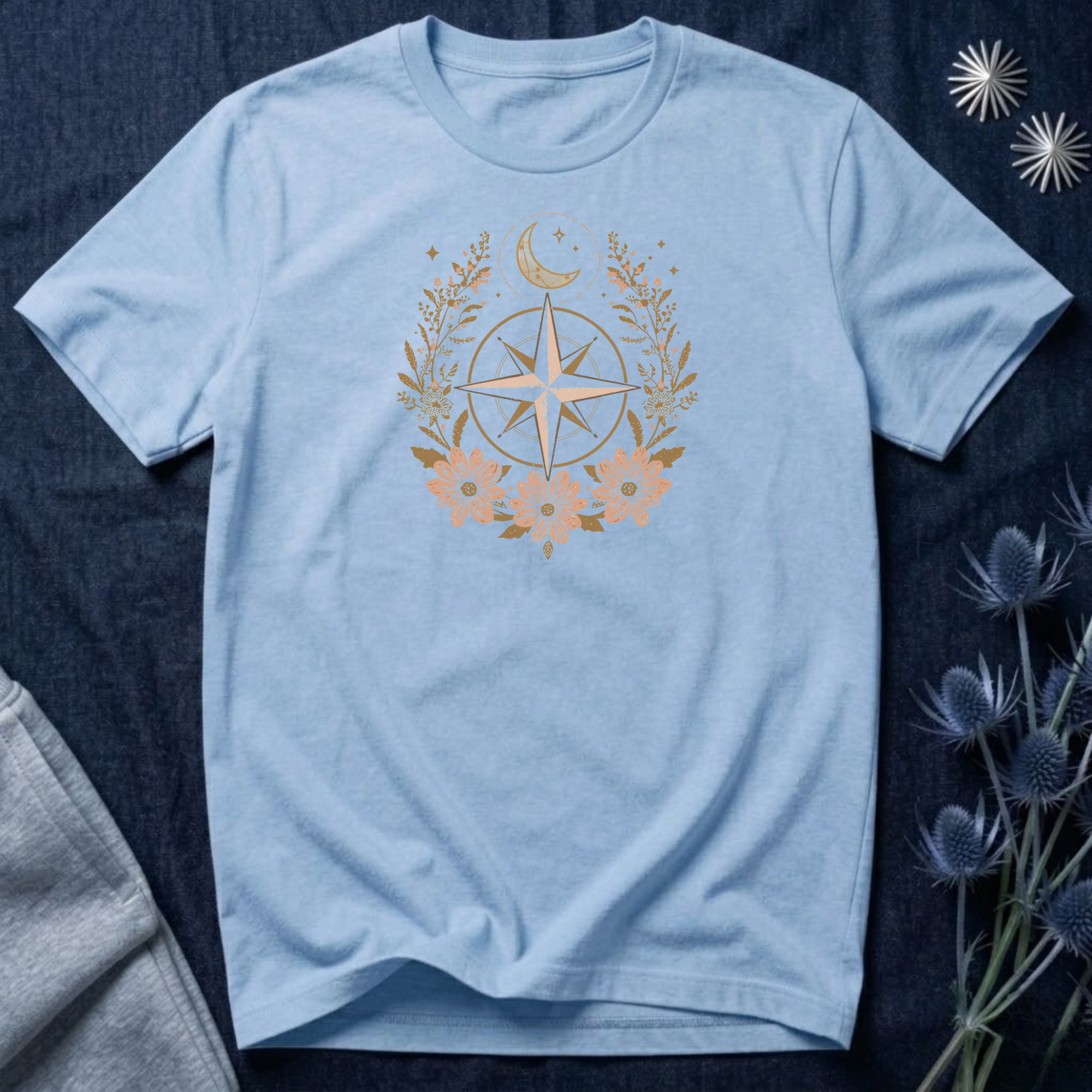 Celestial Compass Floral Graphic T-Shirt